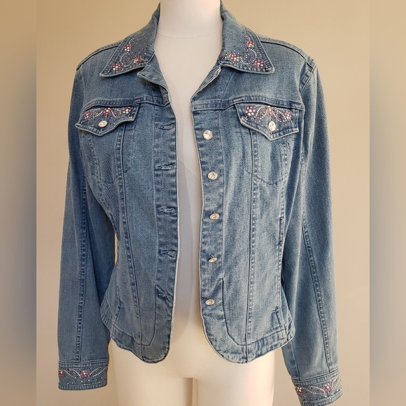 Christine Alexander Swarovski Crystal Embellished Jean Jacket NWOT - Picture 5 of 8